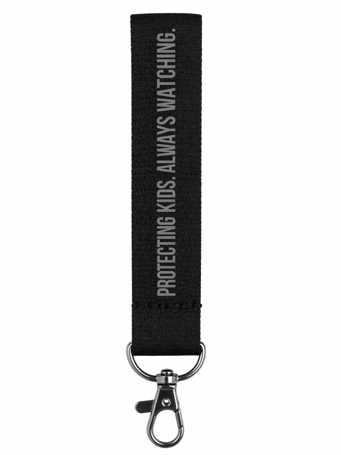 "Protecting kids. Always Watching." Black Keychain